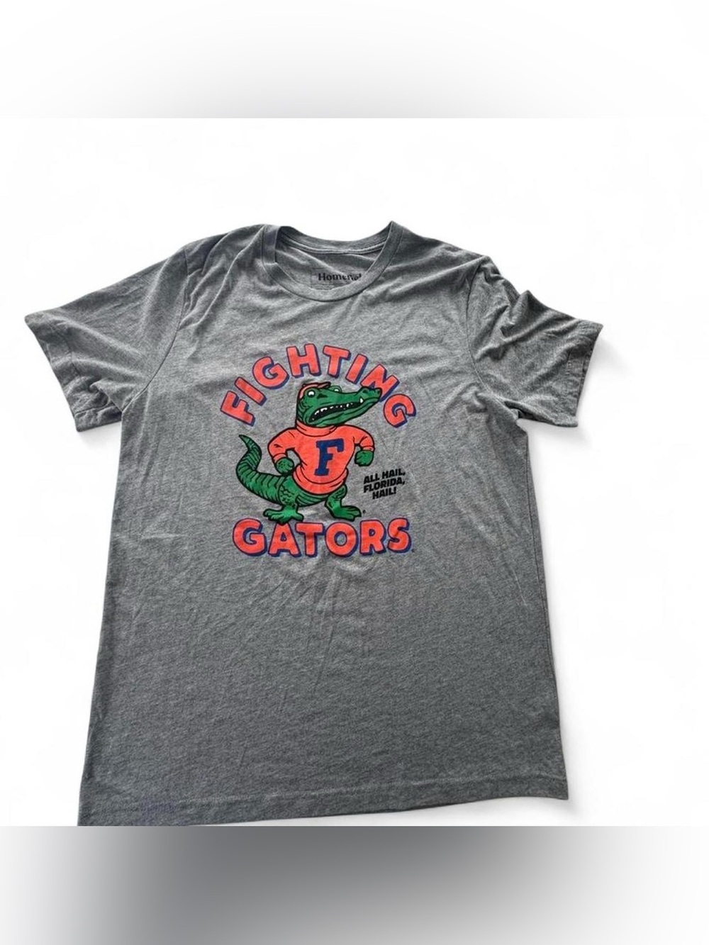 Fighting Gators Graphic T-Shirt - Gray with Green/Orange Print